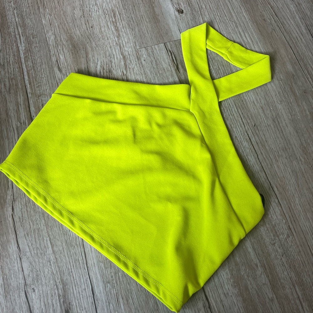 Neon Green Crop Top with neck halter design